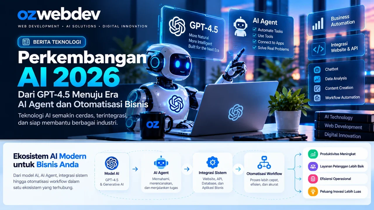 Perkembangan AI 2026: Dari GPT-4.5 Menuju Era AI Agent dan Otomatisasi Bisnis